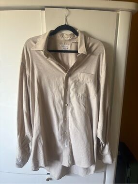 Savane Men’s Button-Down Shirt in Light Beige Stripe